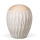 Naturstoffurne, Sandbeige, bauchig, fließ. Rillen, Holzdeckel Linde