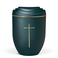 Naturstoffurne, Petrol, Goldband, Stripdome Kreuz Gold,...