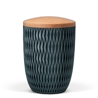 Naturstoffurne, Petrol, Holzdeckel Linde, Carrea