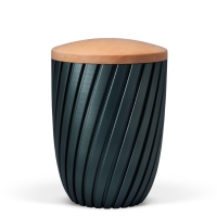 Naturstoffurne, Petrol, Holzdeckel Linde, Curwave