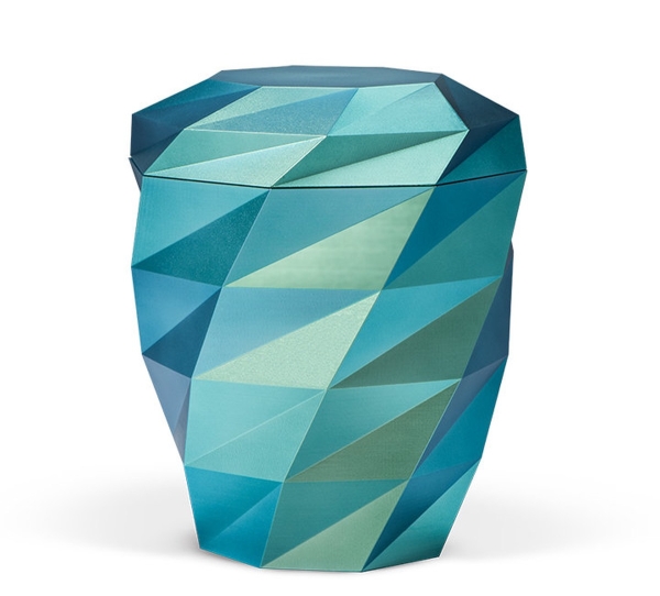 Naturstoffurne, Effektlack Mintgrün - Azorenblau, Polygon
