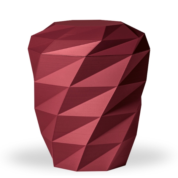 Naturstoffurne, Weinrot Velours, Polygon