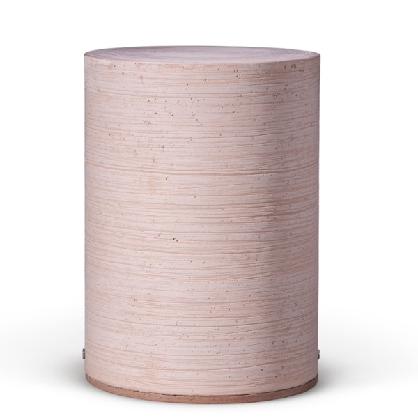 Dujura-Urne aus Kalzium, Zylindrische Form, Rosé Terracotta, gedrehte Tonoptik