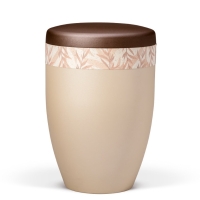 Naturstoffurne, Perlbeige Dekor "Graspapier" -...