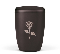 Naturstoffurne, Anthrazit Vel. Lasergravur "Rose"
