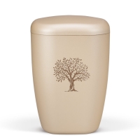 Naturstoffurne, Perlbeige Lasergravur Lebensbaum
