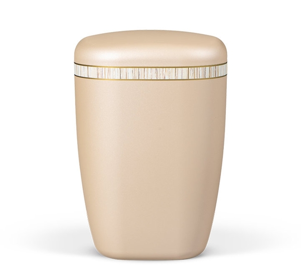 Naturstoffurne, Perlbeige Dekorband "Bambus"
