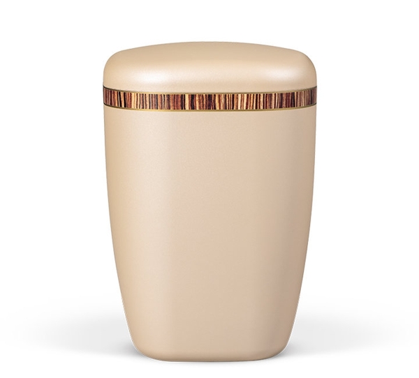 Naturstoffurne, Perlbeige Dekorband Holzoptik - ZEBRANO