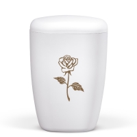 Naturstoffurne, Weiß-Matt, Lasergravur, Rose (braun)