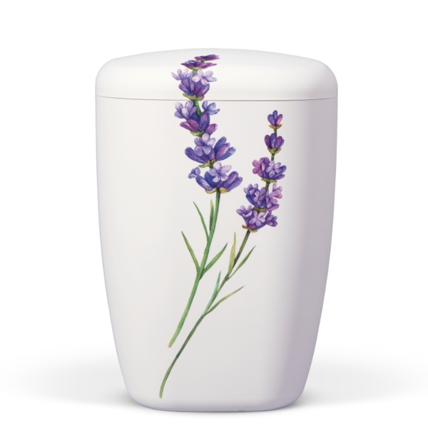 Naturstoffurne Weiß Matt, Dekor: Lavendel