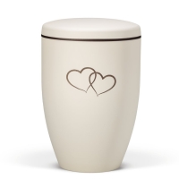 Naturstoffurne, Sandbeige - Tampondruck - Deckel brauner...