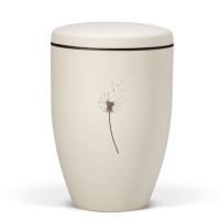 Naturstoffurne, Sandbeige - Tampondruck - Deckel brauner...