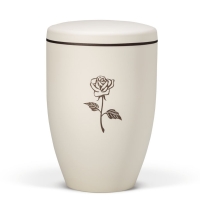 Naturstoffurne, Sandbeige - Tampondruck - Deckel brauner...