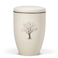 Naturstoffurne, Sandbeige - Tampondruck - Deckel brauner...