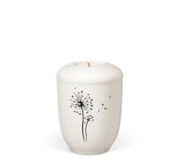 Keramikurne, Cremeweiß Pusteblume mit Swarovki...