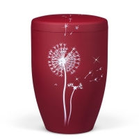 Naturstoffurne, Weinrot Velours, Pusteblume mit Crystal...