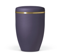 Naturstoffurne, Violett Velours, Goldband gebürstet