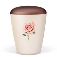 Naturstoffurne, Cremeweiß Perlmutt, Rose, Deckel...