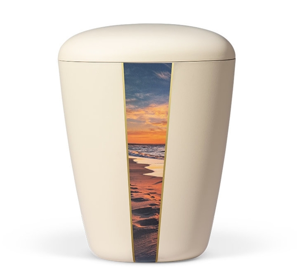 Naturstoffurne, Sandbeige, Dekor: "Abendstimmung"