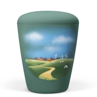 Naturstoffurne, Olivgrün Velours, Motiv:...