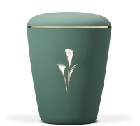Naturstoffurne, Olivgrün Velours, Dekor: Calla...