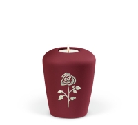 Keramikurne, Weinrot-Vel. Stripdome Rose Gedenkurne mit...