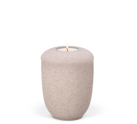 Keramik, beige, Sandbeschichtet, Gedenkurne mit Teelicht