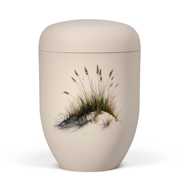 Naturstoffurne, Sandbeige Motiv bedruckt: Dühne