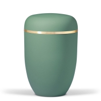 Naturstoffurne, Olivegrün Velours, Goldband...