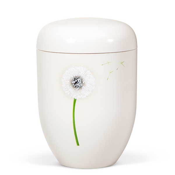 Naturstoffurne, Cremeweiß, Airbrush Pusteblume