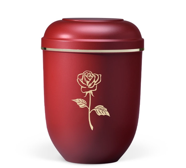 Naturstoffurne, Weinrot Matt Moderne Rose, Goldband