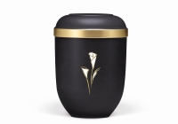 Naturstoffurne, Anthrazit Velours, Goldrand, Calla...