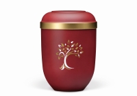 Naturstoffurne, Weinrot Velours, Goldrand, Baum ART-Dekor...