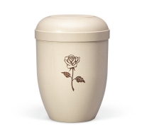 Naturstoffurne, Naturbelassen Beigefarbig, Braun bedruckt...