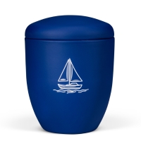 Seeurne, dunkelblau, Motiv: Boot