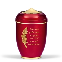 Stahlurne, Weinrot, Trauertext 4 Rosenbund, Haube u....
