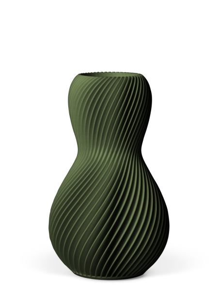 Vase 3D-Druck, Helios, Laubgrün, M (23 cm) - 480g