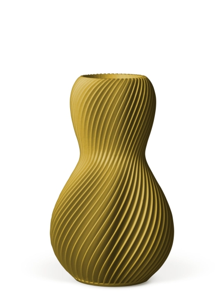 Vase 3D-Druck, Helios, Senfgelb, M (23 cm) - 480g