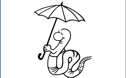 GR-M154-Motiv: Regenwurm mit Schirm